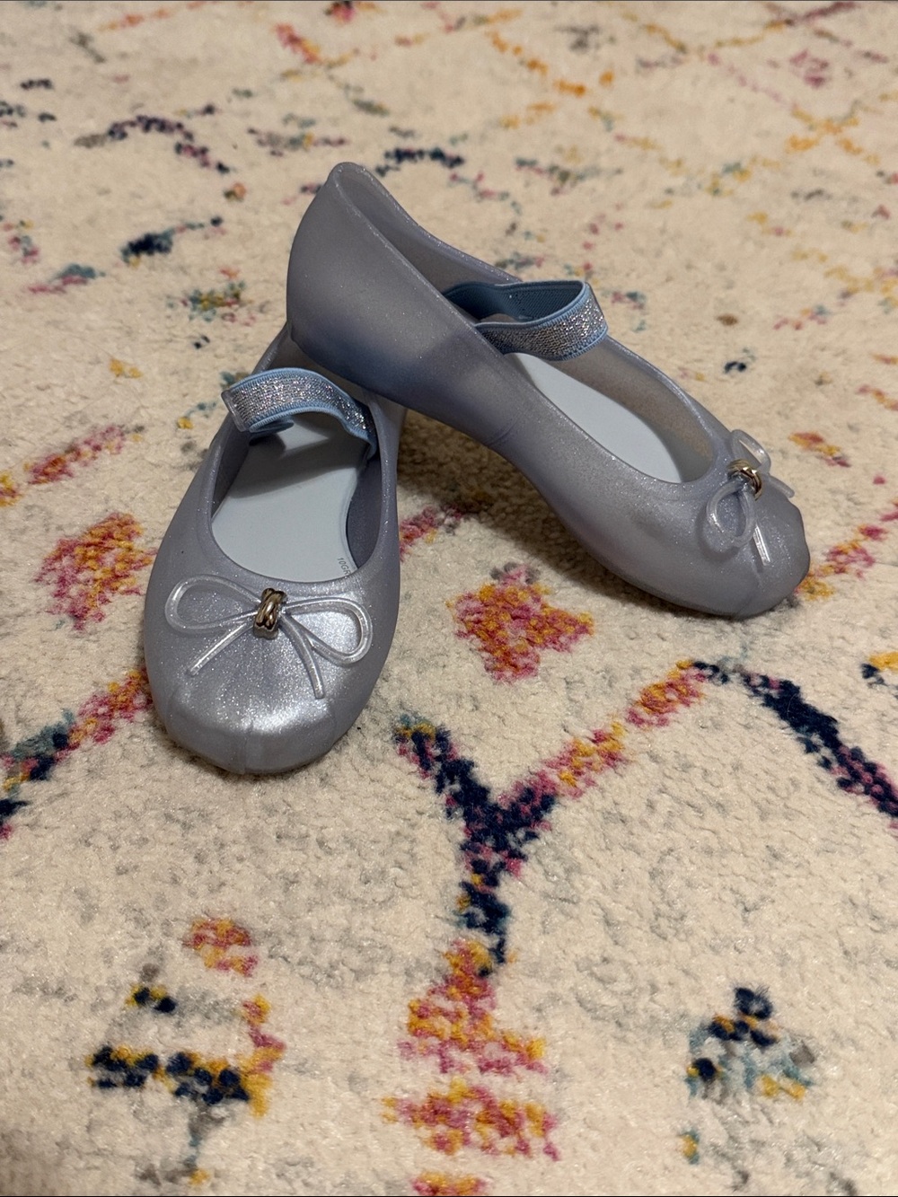 Mini Melissa Silver Glitter Mary Jane Ballet Flats